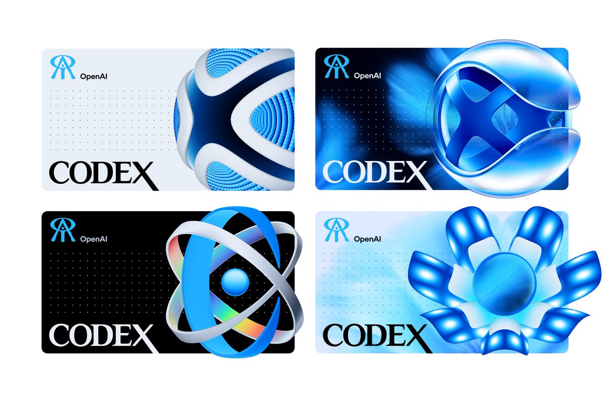 Four blue speculative Codex splash-screen designs